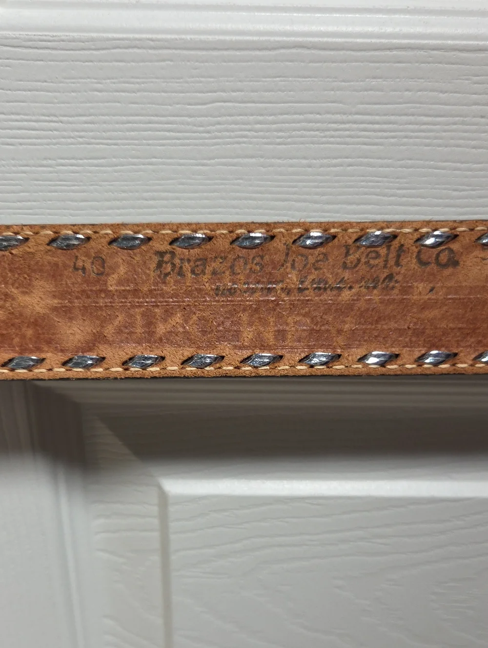 Brazos Joes Belt Co. Country Music Tooled Leather Belt Dark Brown Size 40